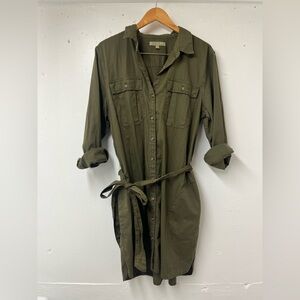 Banana Republic long sleeve green shirt dress
